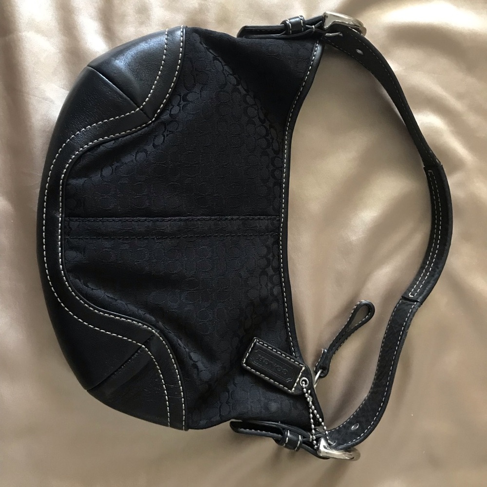 Soho Black Jacquard Signature Canvas Small Hobo